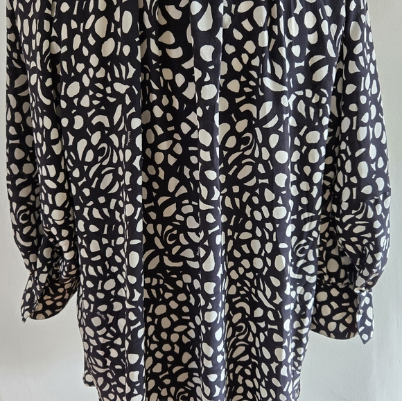 Max Mara Black and White Patterned Blouse Tunic Size 14 - Picture 5 of 6